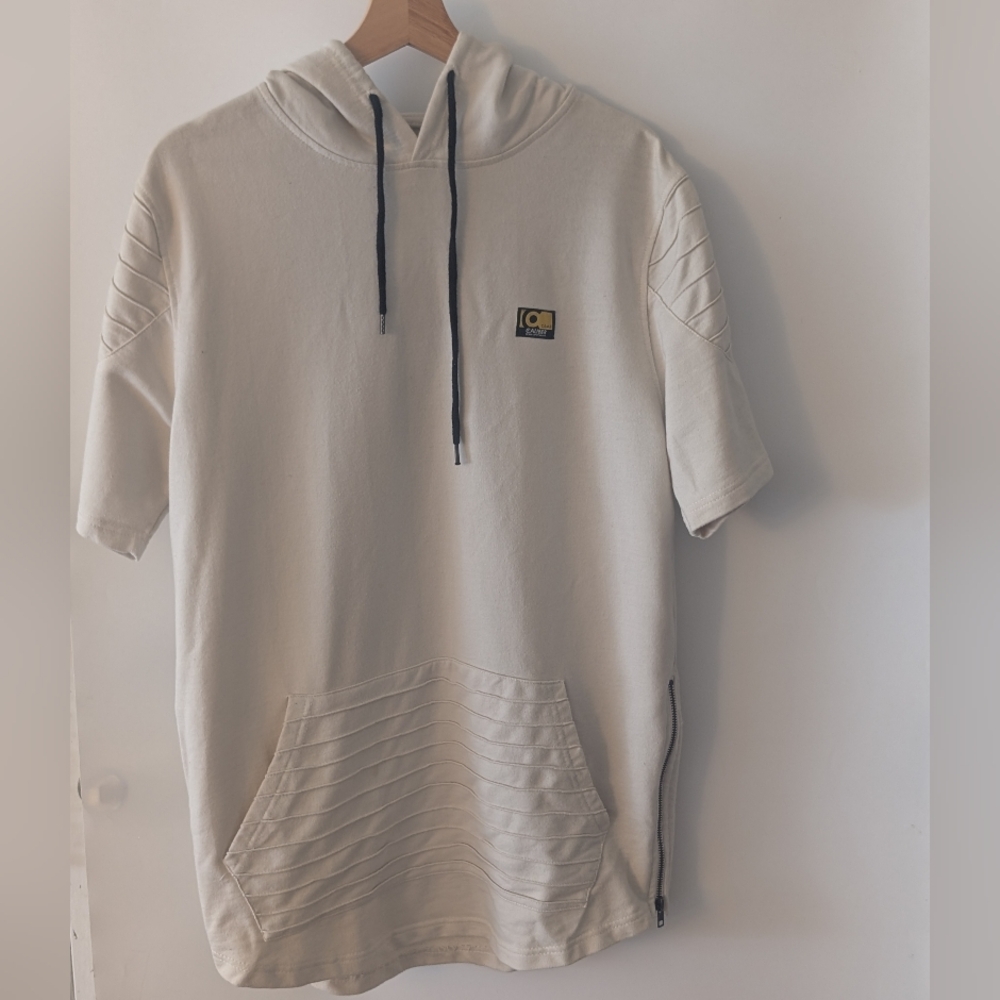 Men's Cream Short Sleeve Hoodie